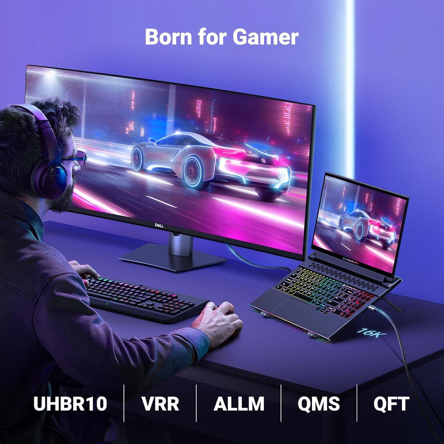 imageUGREEN USB C to DisplayPort 21 Cable 16K30Hz 8K120Hz 40Gbps Thunderbolt 43 to DisplayPort Cord Alu Braided Compatible iPhone 1716 Pro Max Galaxy S25 MacBook ProAir iPad Mac mini XPS 66FT66FT