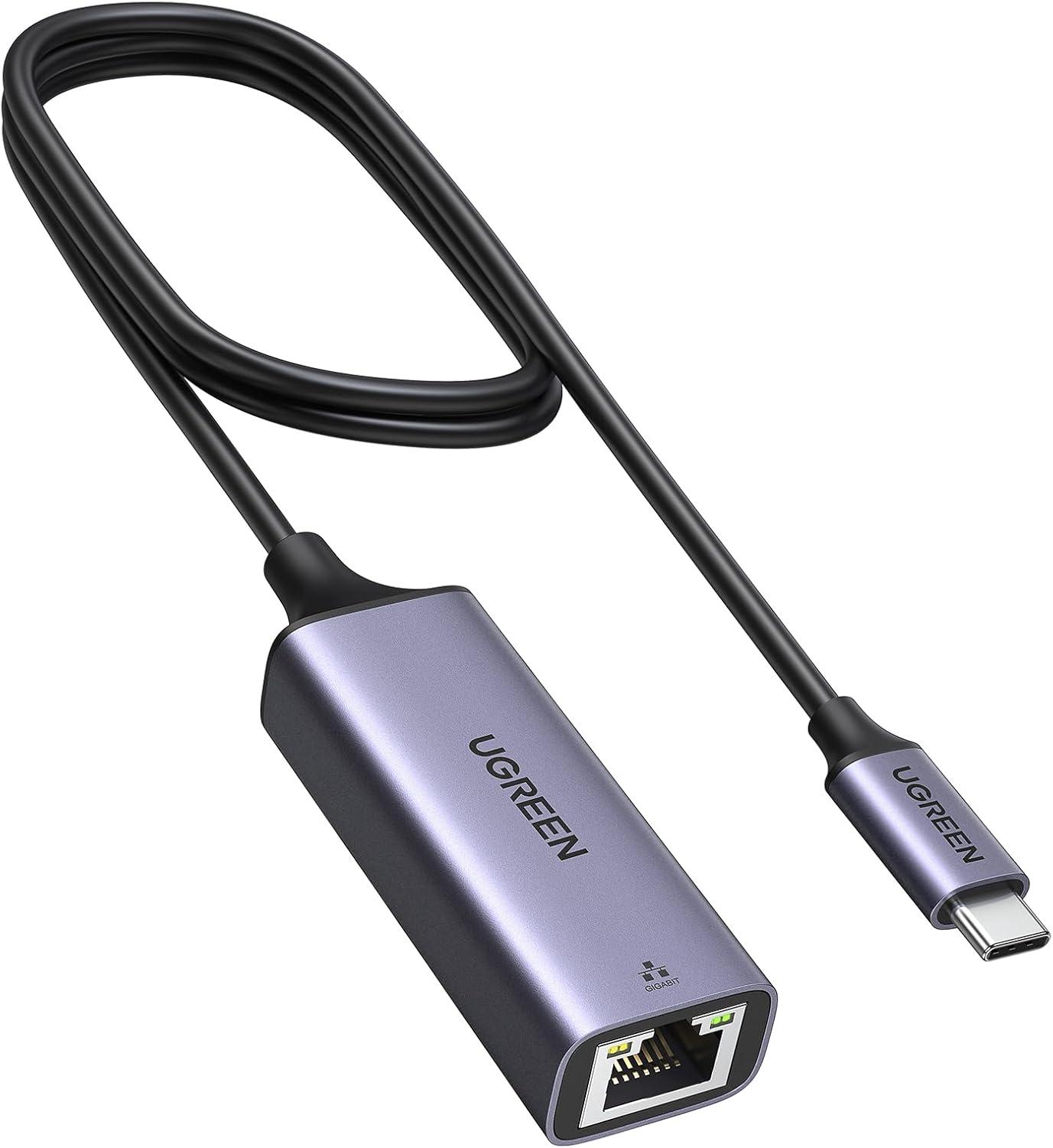 imageUGREEN USB C to Ethernet Adapter Plug and Play 1Gbps Ethernet Adapter Aluminum Case Thunderbolt 43 Compatible to RJ45 Network Dongle Compatible for MacBook ProAir iPhone 17 ProMax iPad XPSSpace Grey