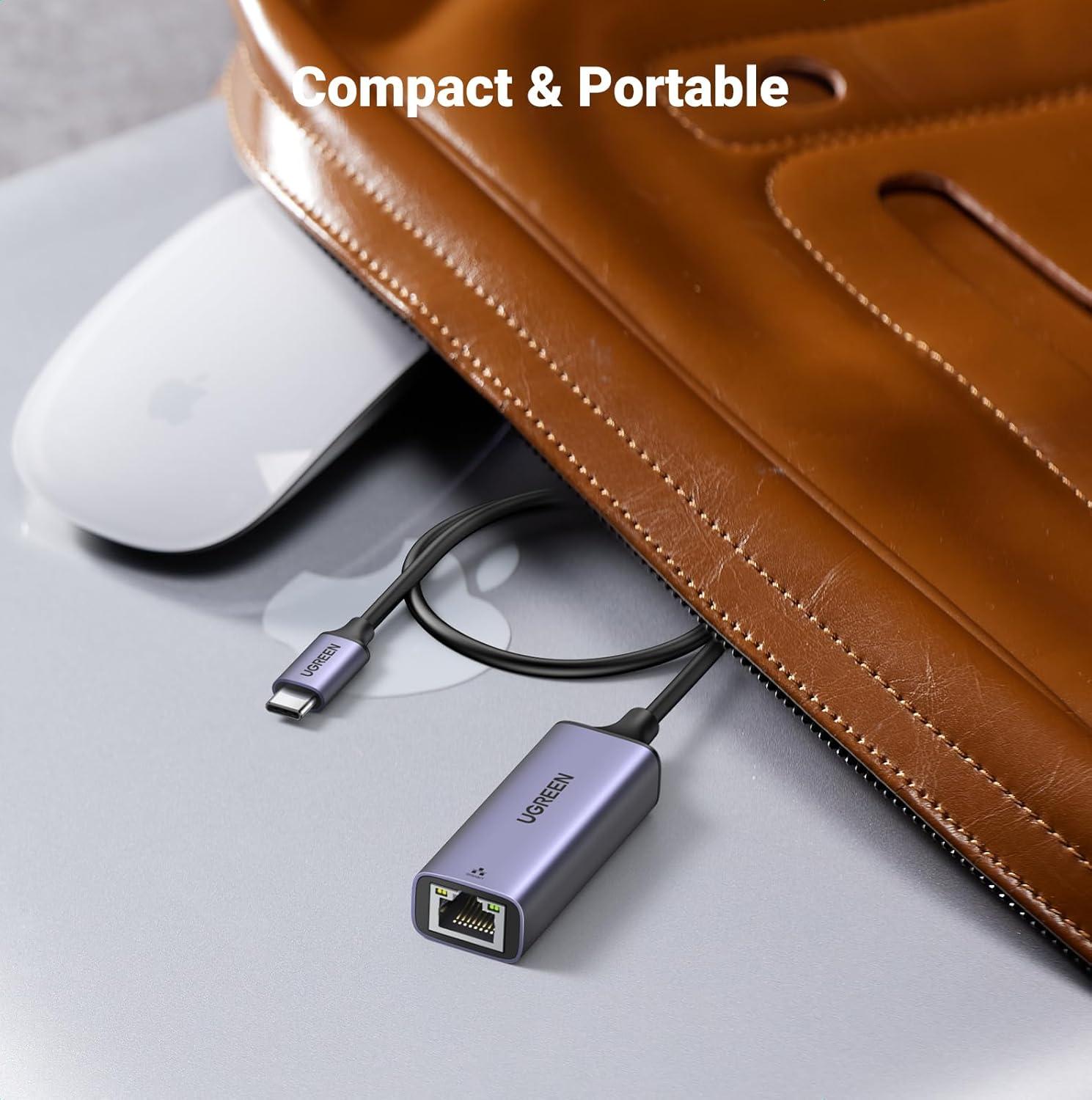 imageUGREEN USB C to Ethernet Adapter Plug and Play 1Gbps Ethernet Adapter Aluminum Case Thunderbolt 43 Compatible to RJ45 Network Dongle Compatible for MacBook ProAir iPhone 17 ProMax iPad XPSSpace Grey