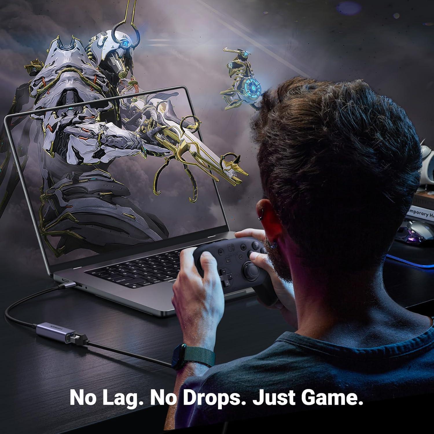 imageUGREEN USB C to Ethernet Adapter Plug and Play 1Gbps Ethernet Adapter Aluminum Case Thunderbolt 43 Compatible to RJ45 Network Dongle Compatible for MacBook ProAir iPhone 17 ProMax iPad XPSSpace Grey