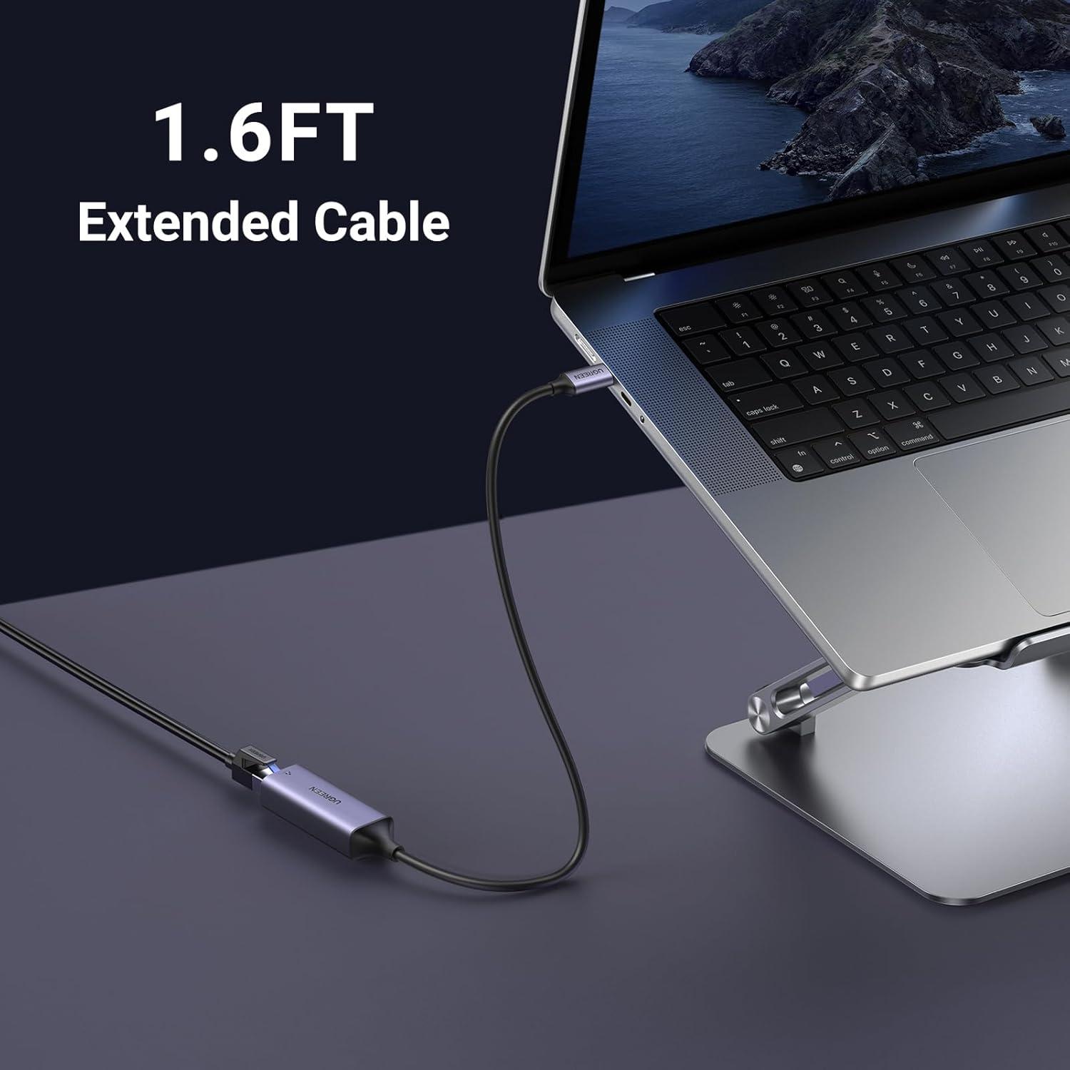 imageUGREEN USB C to Ethernet Adapter Plug and Play 1Gbps Ethernet Adapter Aluminum Case Thunderbolt 43 Compatible to RJ45 Network Dongle Compatible for MacBook ProAir iPhone 17 ProMax iPad XPSSpace Grey