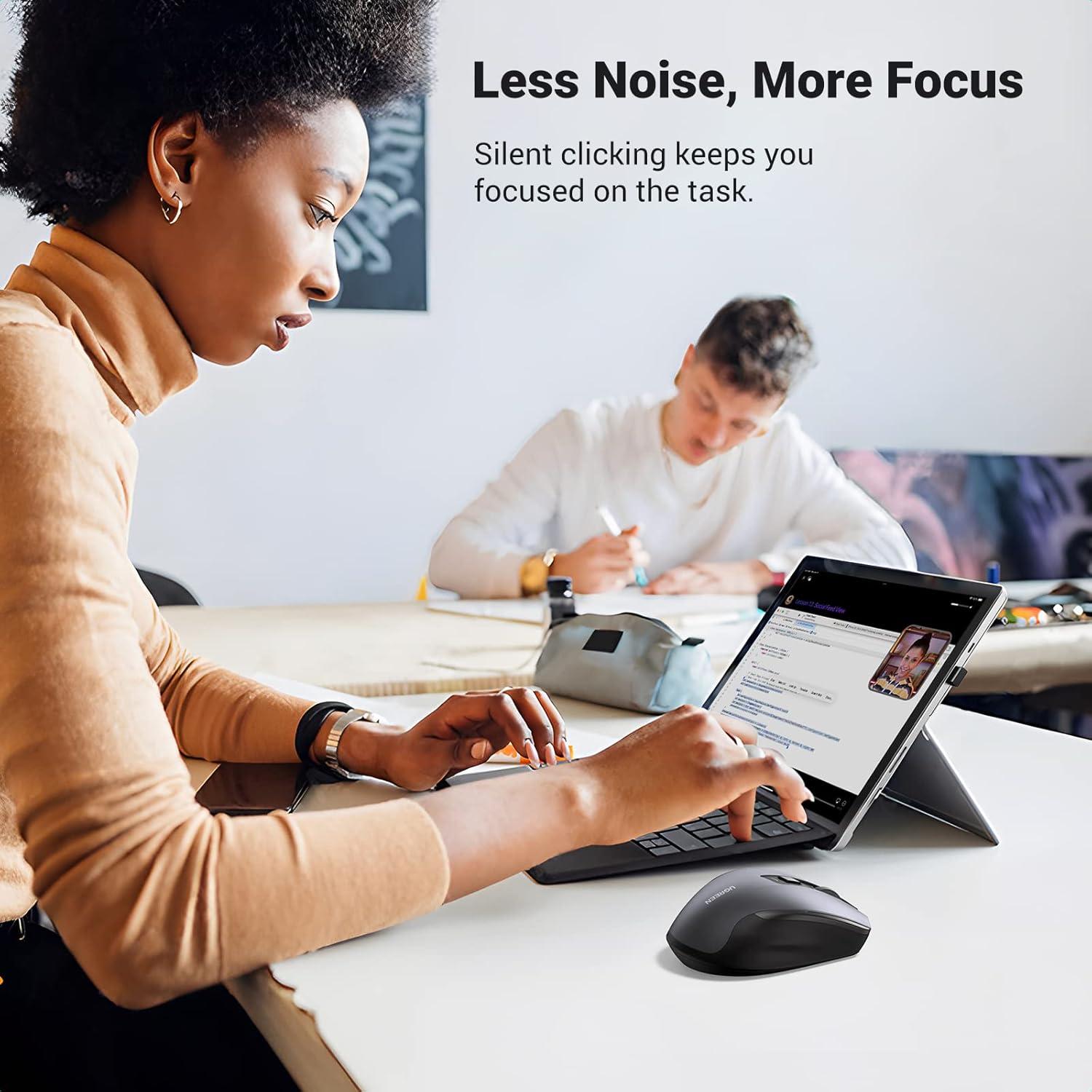 imageUGREEN Wireless Mouse 24G with USB Receiver 5Level 4000 DPI 6 Buttons18 Months Battery Life Cordless Mouse Ergonomic Computer Mice for Laptop Computer PC MacBook Chromebook Black