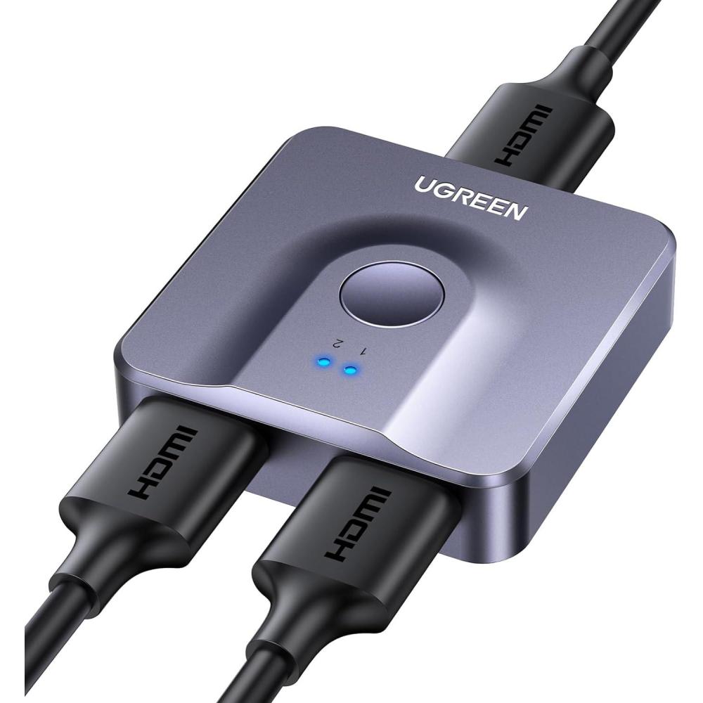 imageUGREEN HDMI Switch 4K60Hz BiDirectional HDMI Splitter 2 in 1 Out Switcher Supports UHD 3D HDR Compatible with PS5 PS4 Xbox Series XS Roku Fire Stick BlackGrey