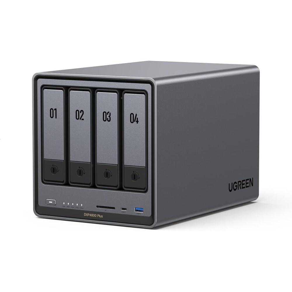 imageUGREEN NAS DXP4800 Plus 4Bay Desktop NASync Intel Pentium Gold 8505 5Core CPU 8GB DDR5 RAM 128G SSD 1x 10GbE 1x 25GbE 2X M2 NVMe Slots 4K HDMI Network Attached Storage DisklessDXP4800 Plus 4Bay