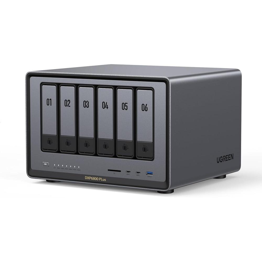imageUGREEN NAS DXP4800 Plus 4Bay Desktop NASync Intel Pentium Gold 8505 5Core CPU 8GB DDR5 RAM 128G SSD 1x 10GbE 1x 25GbE 2X M2 NVMe Slots 4K HDMI Network Attached Storage DisklessDXP6800 Plus  6Bay