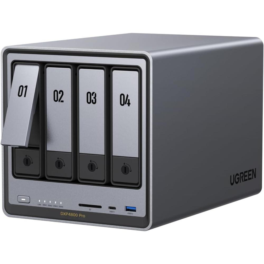 imageUGREEN NAS DXP4800 Plus 4Bay Desktop NASync Intel Pentium Gold 8505 5Core CPU 8GB DDR5 RAM 128G SSD 1x 10GbE 1x 25GbE 2X M2 NVMe Slots 4K HDMI Network Attached Storage DisklessDXP4800 Pro 4Bay