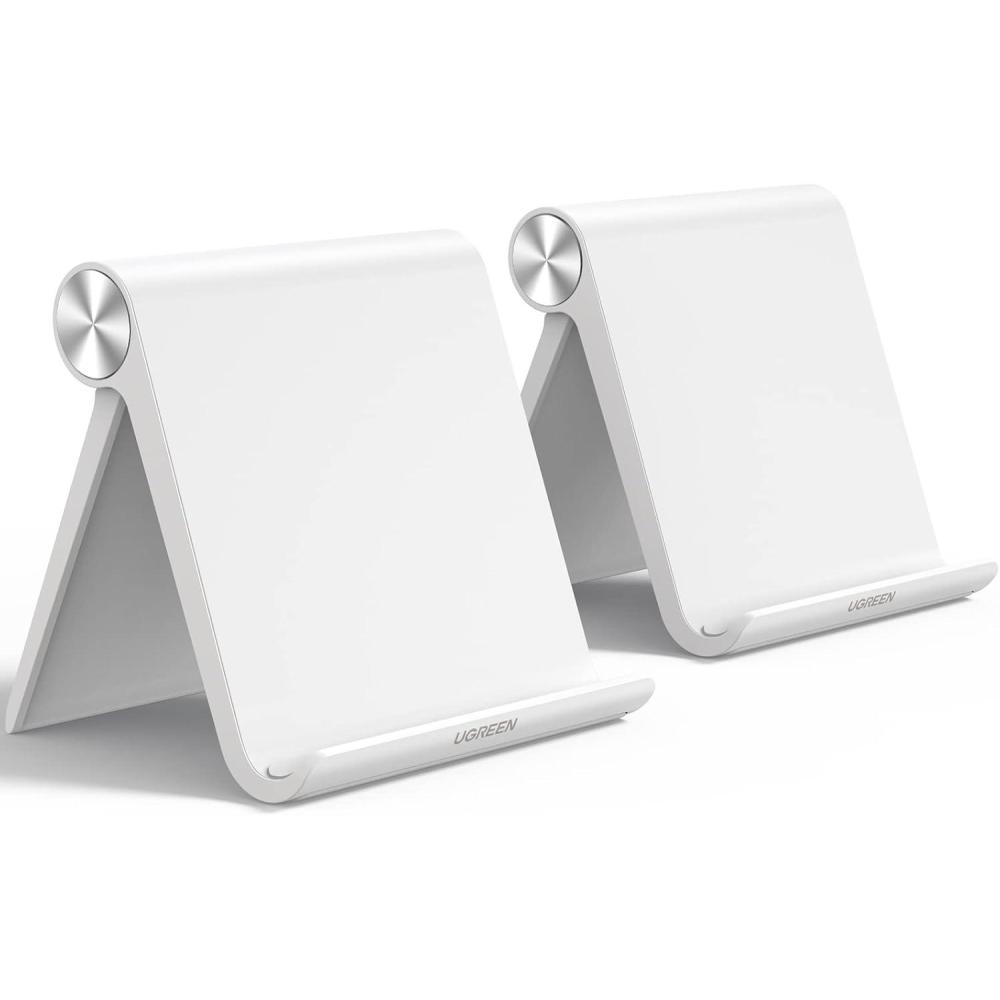 imageUGREEN Tablet Stand Holder for Desk 2 Pack Stand Compatible with iPad 102 11 Inch 97 Pro Mini 6 5 4 3 Desktop Portable Phone Holder Adjustable Home Office Accessories BlackWhite