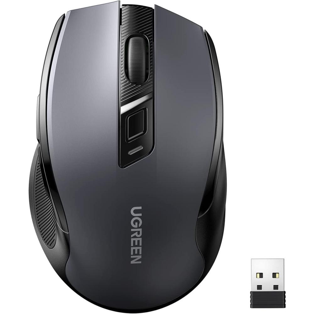 imageUGREEN Wireless Mouse 24G with USB Receiver 5Level 4000 DPI 6 Buttons18 Months Battery Life Cordless Mouse Ergonomic Computer Mice for Laptop Computer PC MacBook Chromebook Black