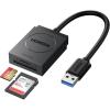 imageUGREEN SD Card Reader USB 30 Dual Slot Flash Memory Card Reader TF SD SDXC SDHC MMC RSMMC Micro SDXC Micro SDHC UHSI for Mac Windows Linux Chrome Read 2 Cards Simultaneously