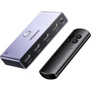 UGREEN HDMI 2.1 Switch Aluminum Ultra HD 8K@60Hz 3 in 1 Out HDMI Splitter with Remote Switcher Box Support 3D CEC HDR HDCP2.3 Compatible with PS4/3 Xbox Nintendo Switch Roku TV Fire Stick