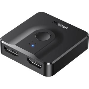 UGREEN HDMI Switch 4K@60Hz, Bi-Directional HDMI Splitter 2 in 1 Out Switcher Supports UHD 3D HDR Compatible with PS5, PS4, Xbox Series X/S, Roku, Fire Stick, Black(Black)