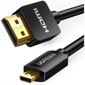 UGREEN Micro HDMI to HDMI Cable Adapter 4K 60Hz Ethernet Audio Return Channel Compatible with GoPro Hero 7/6 Raspberry Pi 5 Retroid Pocket 3+/3 Yoga 3 B500 Camera Video Capture Card 3FT(1.6FT)