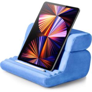 UGREEN Tablet Pillow Stand for Lap Soft Holder Bed with 3 Viewing Angles Adjustable Home Office Accessories Compatible with iPad Pro 13 12 11 10.5 Air Mini 5 4 3 2 Phone 16 15 14 E-Reader Grey(Blue)