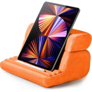 UGREEN Tablet Pillow Stand for Lap Soft Holder Bed with 3 Viewing Angles Adjustable Home Office Accessories Compatible with iPad Pro 13 12 11 10.5 Air Mini 5 4 3 2 Phone 16 15 14 E-Reader Grey(Orange)