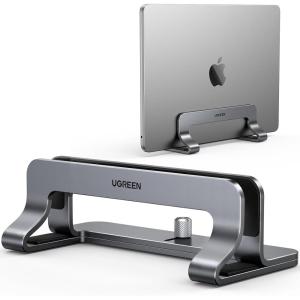 UGREEN Vertical Laptop Stand Holder for Desk Compatible with MacBook Pro, MacBook Air Stand Vertical Aluminum Adjustable for Up to 17.3 Inch Gaming Laptop, Gray(Silver Gray)