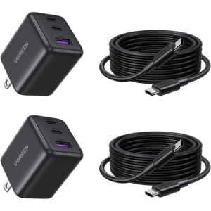 UGREEN 1 Pack 30W Charger for iPhone 17 Fast Charging, 3 Port GaN Charger Block with 6.6ft USB-C Cable for iPhone 17/Air/16/15/14, Samsung Galaxy S25/S24/S23, Pixel 10/9/8/7, iPad and More, Matt Black