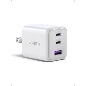 UGREEN 3-Port 30W USB C Charger, GaN II Compact iPhone Charger Fast Charging, Type C Power Adapter for iPhone 17/16/15 Series, Samsung Galaxy S25/24/23, iPad, Matt Black(White)