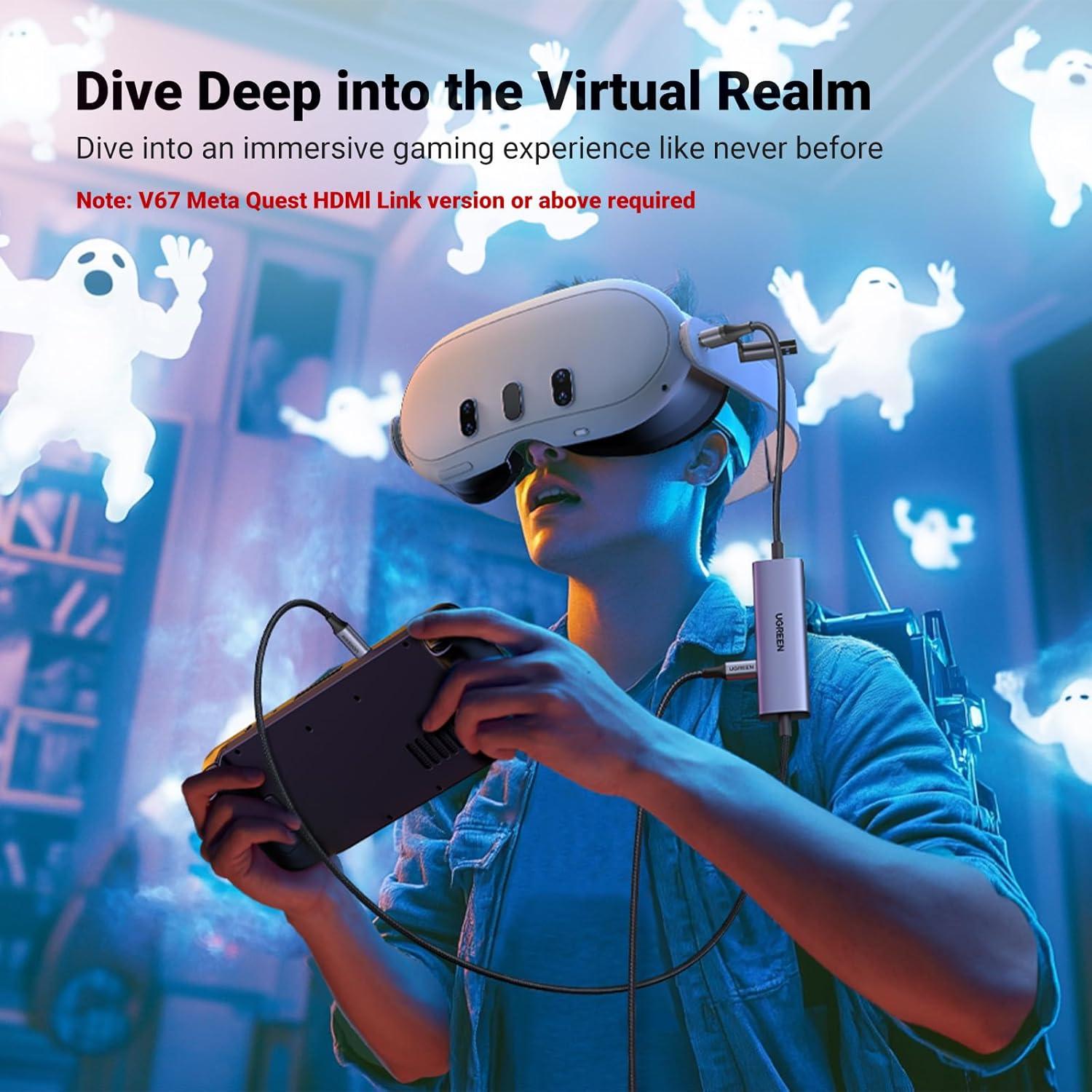 imageUGREEN 2K 30FPS 1080P 60FPS USB C Video Capture Card with 100W Power Delivery Type C to 4K USB30 Capture Card for Streaming Gaming Compatible with Switch iPad Quest 3 Steam Deck iPhone 17