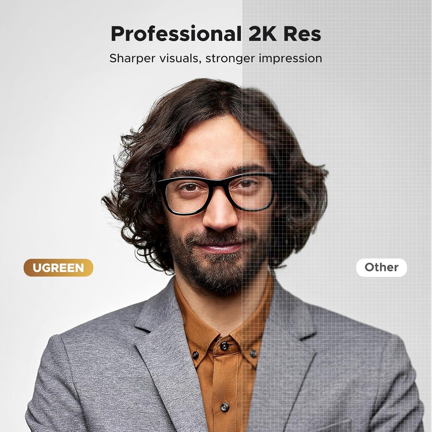 imageUGREEN 2K Webcam for PC Ultra HD 1080P Computer Webcam with Microphone PC Camera with Privacy Cover USB Web Camera for Streaming Conference Video Calling Zoom Skype Teams FaceTime GreySpace Grey