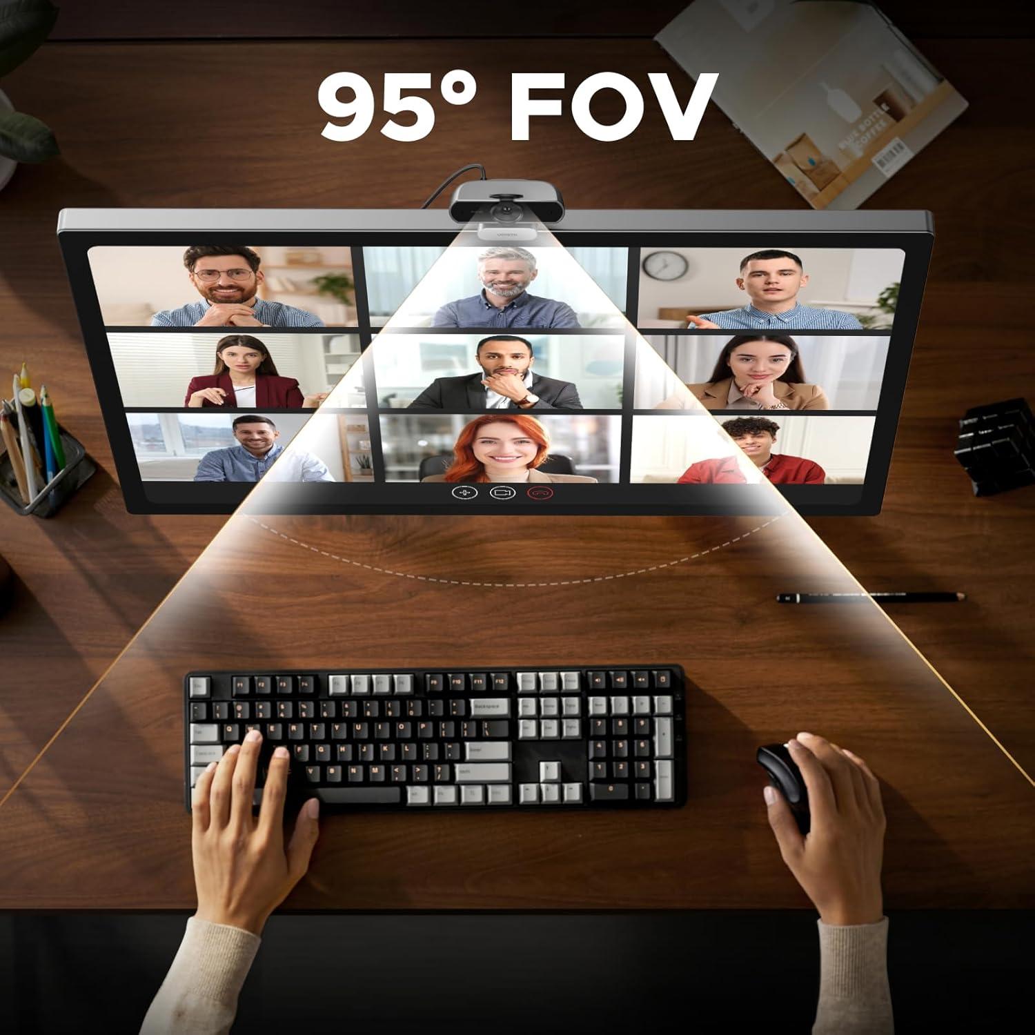 imageUGREEN 2K Webcam for PC Ultra HD 1080P Computer Webcam with Microphone PC Camera with Privacy Cover USB Web Camera for Streaming Conference Video Calling Zoom Skype Teams FaceTime GreySpace Grey