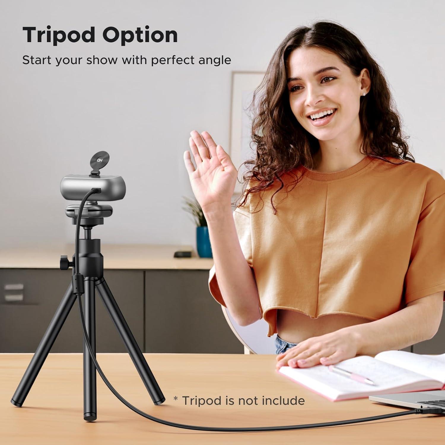 imageUGREEN 2K Webcam for PC Ultra HD 1080P Computer Webcam with Microphone PC Camera with Privacy Cover USB Web Camera for Streaming Conference Video Calling Zoom Skype Teams FaceTime GreySpace Grey