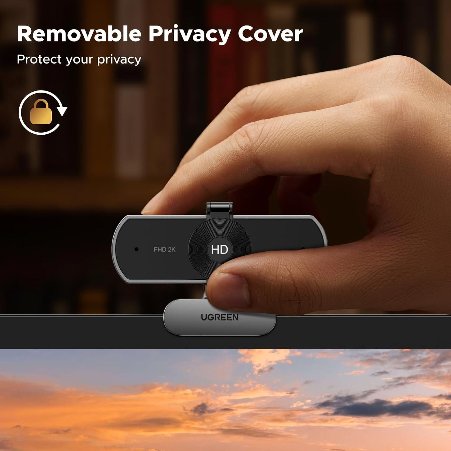 imageUGREEN 2K Webcam for PC Ultra HD 1080P Computer Webcam with Microphone PC Camera with Privacy Cover USB Web Camera for Streaming Conference Video Calling Zoom Skype Teams FaceTime GreySpace Grey