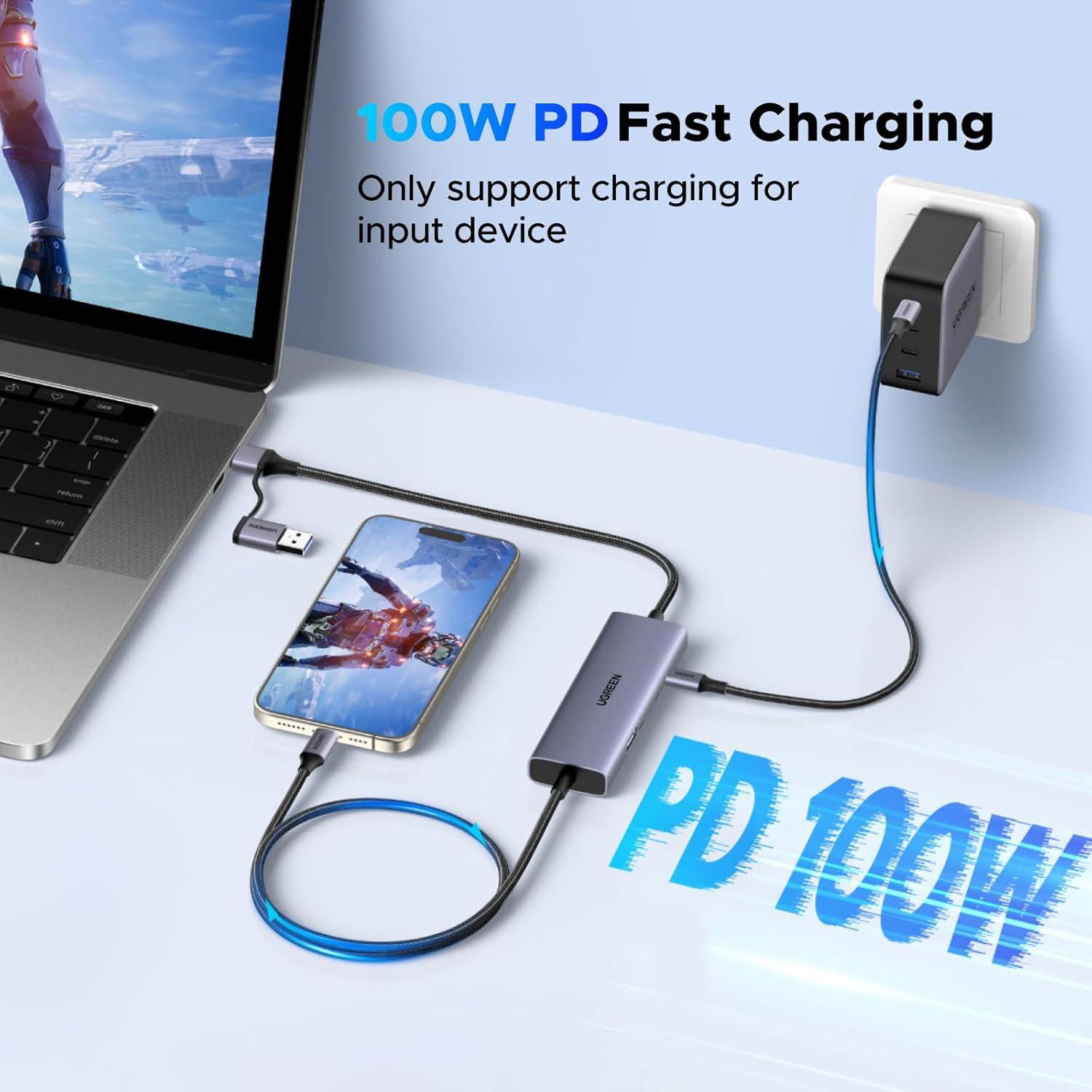 imageUGREEN 2K30Hz USB C Video Capture Card with 100W PD 4K30Hz HDMI LoopOut 1080P 60fps USB 30 Capture Card for Streaming Low Latency YUY2 VR Compatible with Switch Stream Deck Quest 3