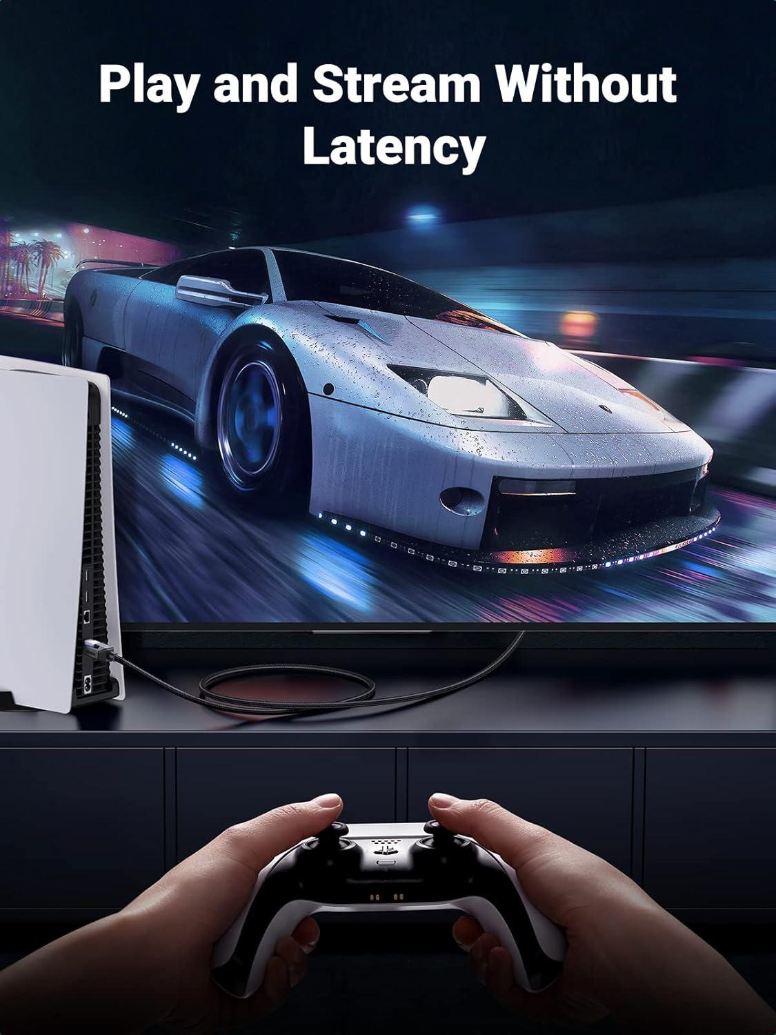 imageUGREEN Cat 8 Ethernet Cable 2 Pack Ethernet Cable with 40Gbps 2000Mhz High Speed 26AWG Braided Shielded Heavy Duty Internet Cable Compatible for Gaming PC PS5 PS4 PS6 Xbox Modem Router 6FT6FT