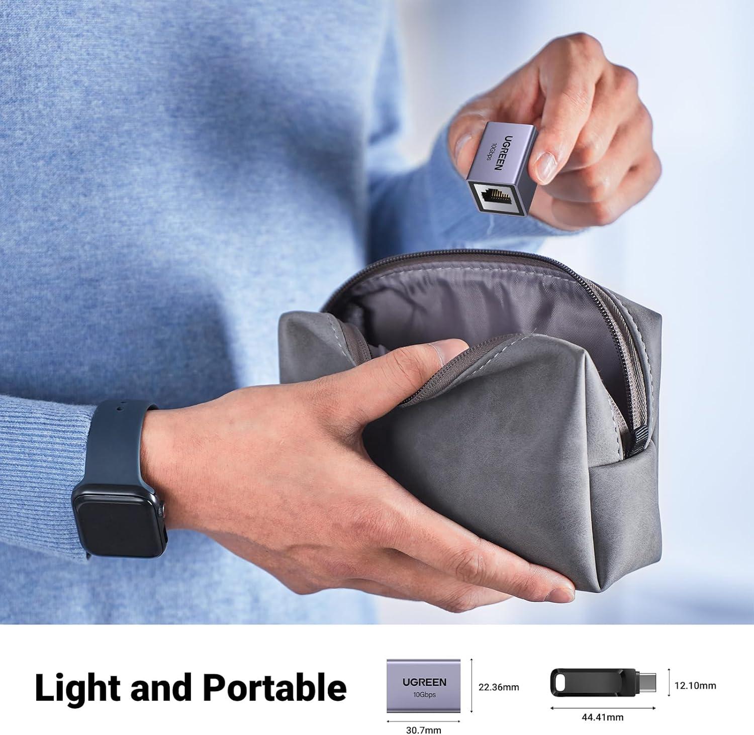 imageUGREEN RJ45 Coupler 10Gbps 5 Pack Ethernet Extender Cat8 Cat7 Cat6 Cat5 Ethernet Cable Extender Adapter 328ft LAN Connector in Line Coupler Female to Female Aluminum AlloySpace Grey