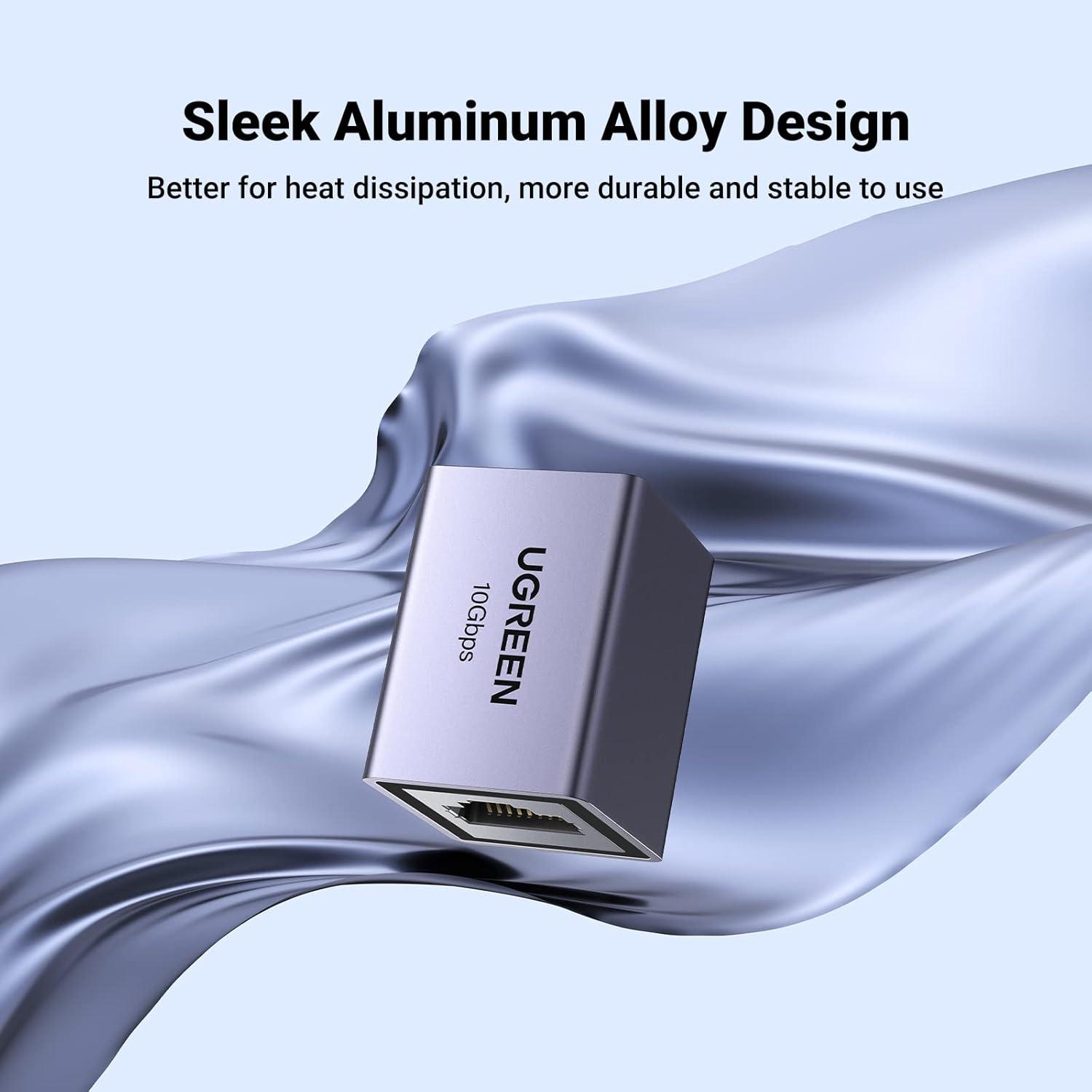 imageUGREEN RJ45 Coupler 10Gbps 5 Pack Ethernet Extender Cat8 Cat7 Cat6 Cat5 Ethernet Cable Extender Adapter 328ft LAN Connector in Line Coupler Female to Female Aluminum AlloySpace Grey