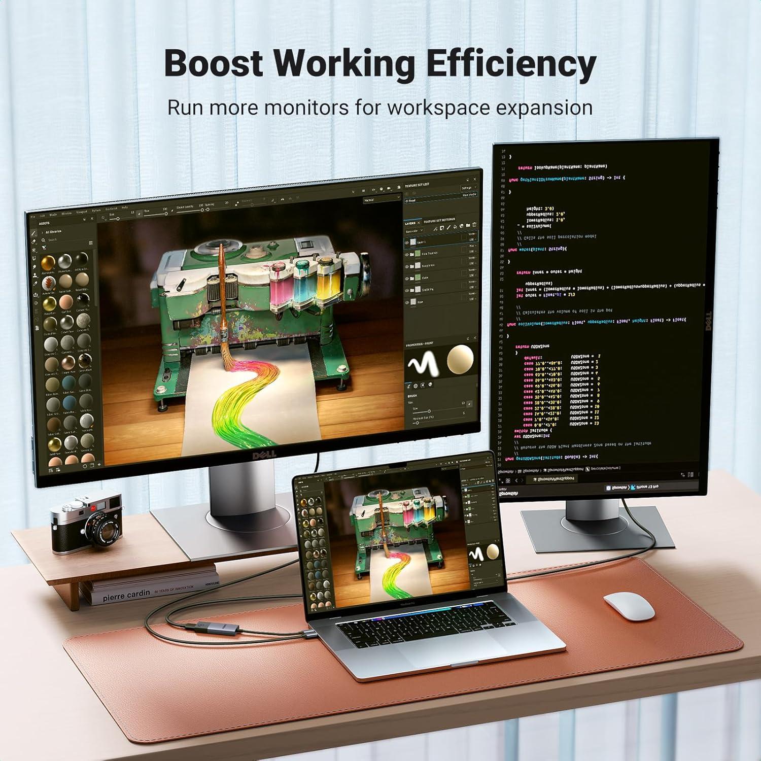 imageUGREEN USB C to HDMI 21 Adapter 8K60Hz 4K240Hz Thunderbolt 43 to HDMI Converter 48Gbps HDR HDCP23 Dolby DSC12a Braided 66FT Compatible iPhone 1716 Galaxy S25 MacBook ProAir iPad XPS