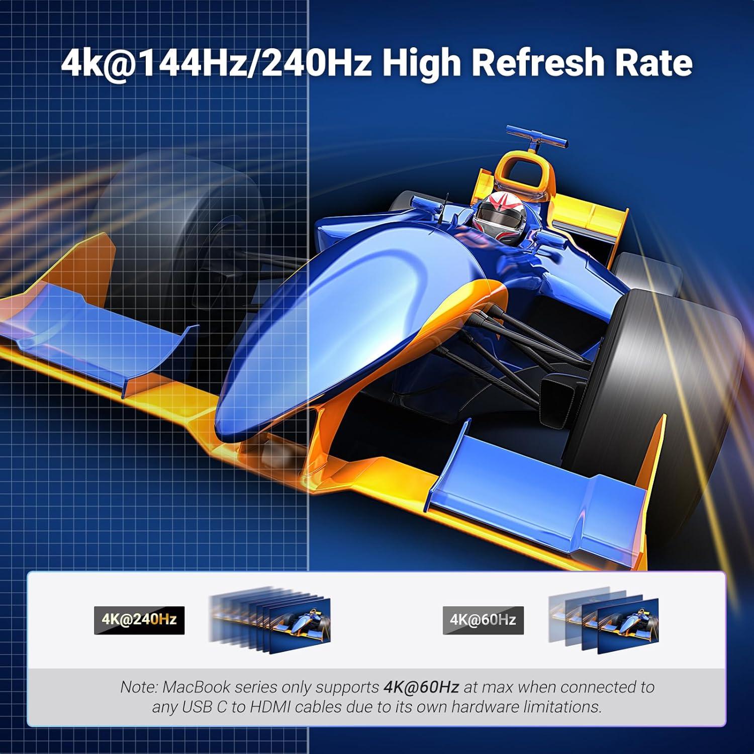 imageUGREEN USB C to HDMI 21 Adapter 8K60Hz 4K240Hz Thunderbolt 43 to HDMI Converter 48Gbps HDR HDCP23 Dolby DSC12a Braided 66FT Compatible iPhone 1716 Galaxy S25 MacBook ProAir iPad XPS