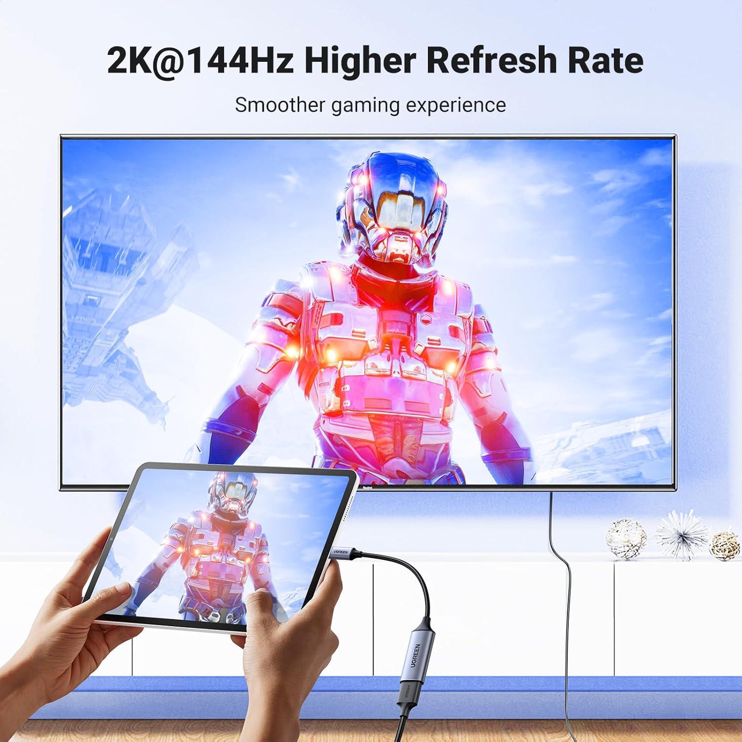 imageUGREEN USB C to HDMI Adapter Cable 4K60Hz Aluminum Type C Thunderbolt 43 Converter Male to Female Compatible with iPhone 1716 Pro Max iPad mini Air MacBook Pro Galaxy S25Ultra iMac XPS 17