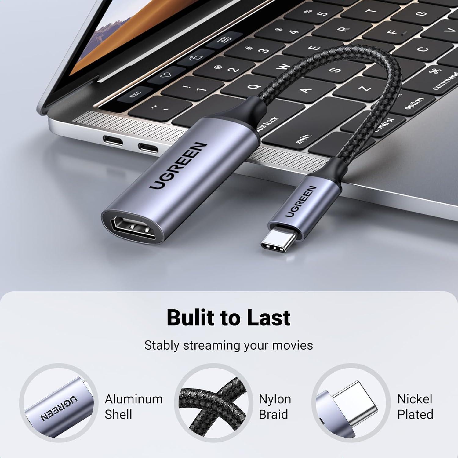 imageUGREEN USB C to HDMI Adapter Cable 4K60Hz Aluminum Type C Thunderbolt 43 Converter Male to Female Compatible with iPhone 1716 Pro Max iPad mini Air MacBook Pro Galaxy S25Ultra iMac XPS 17