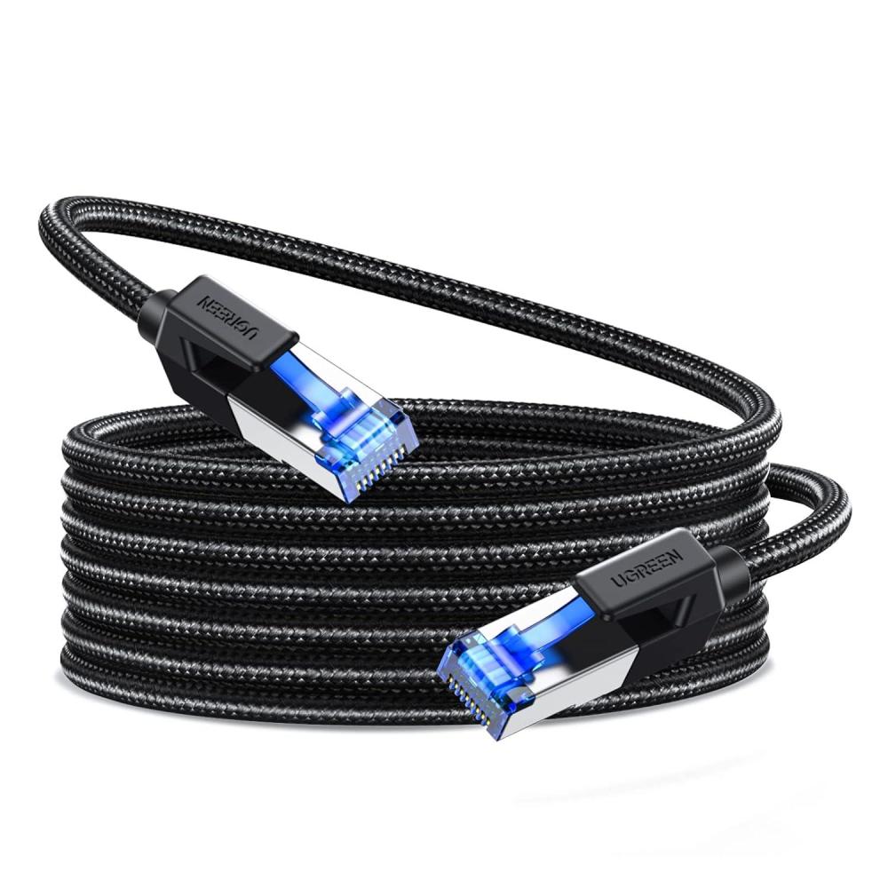 imageUGREEN Cat 8 Ethernet Cable 50FT High Speed Braided 40Gbps 2000Mhz Network Cord Cat8 RJ45 Shielded Indoor Heavy Duty LAN Cables Compatible for Gaming PC PS5 PS4 PS3 Xbox Modem Router 50FT50FT