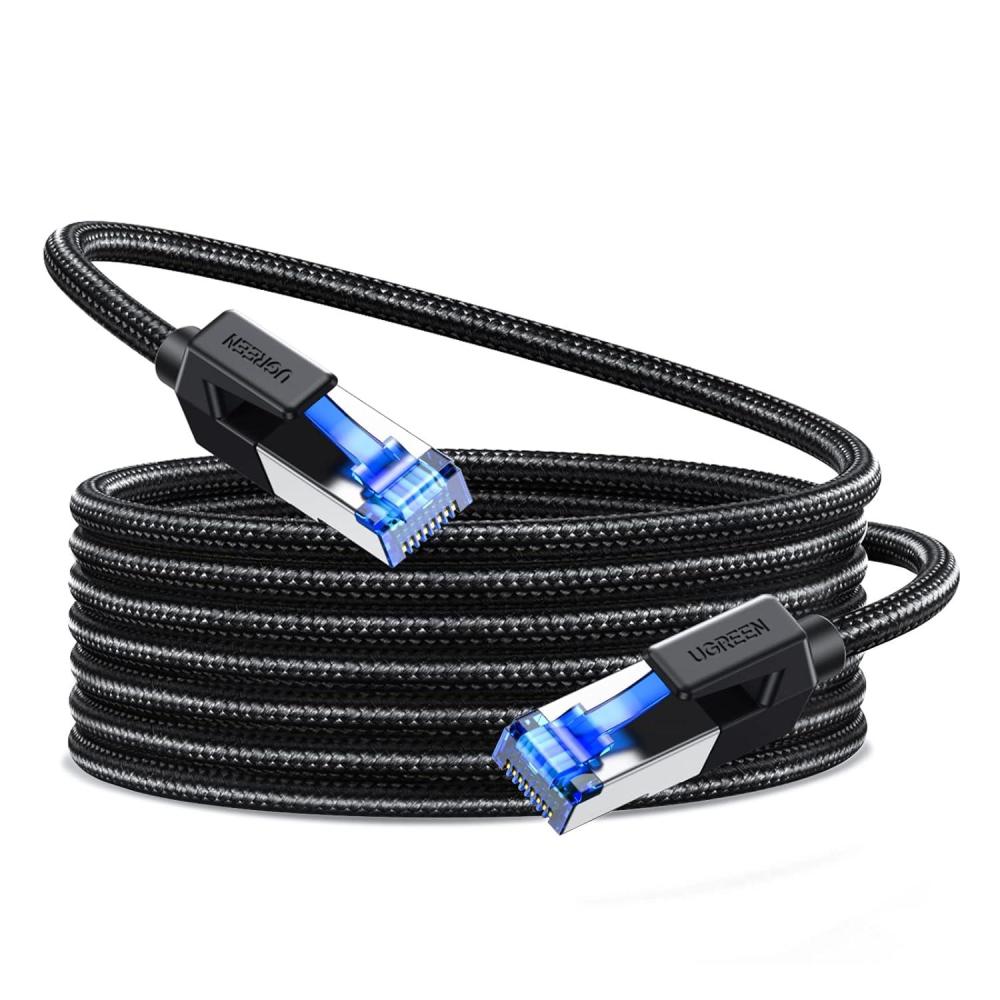 imageUGREEN Cat 8 Ethernet Cable 50FT High Speed Braided 40Gbps 2000Mhz Network Cord Cat8 RJ45 Shielded Indoor Heavy Duty LAN Cables Compatible for Gaming PC PS5 PS4 PS3 Xbox Modem Router 50FT30FT