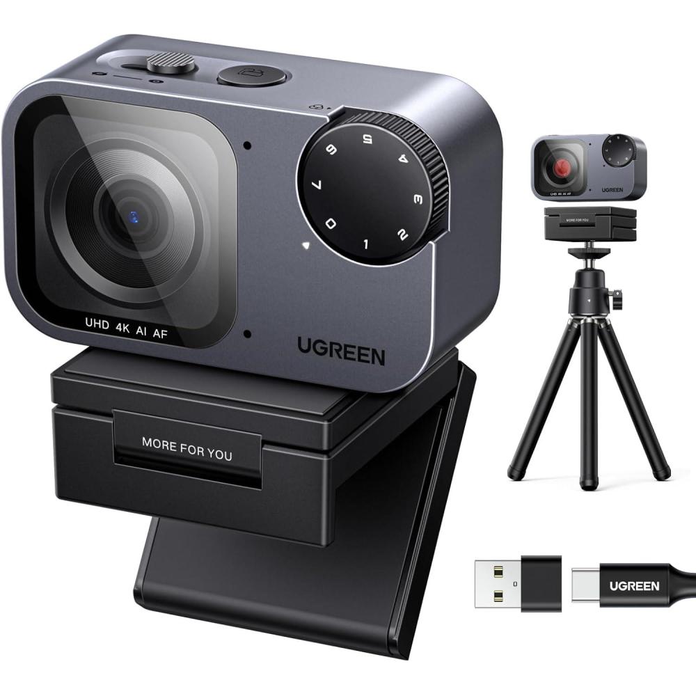 imageUGREEN FineCam Pro 4K Webcam for PC with 7 Filters Switching 12 Sensor Auto Framing Face AE AI NoiseCanceling Mic Gesture Control PDAF Auto Focus for Streaming Conference Zoom Switch 2