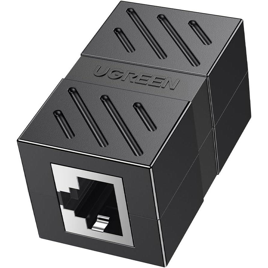 imageUGREEN RJ45 Coupler Ethernet Extender 1000Mbps Cat7 Cat6 Cat5e 328ft Cable Extender Ethernet Adapter LAN Connector in Line Coupler Female to Female Black