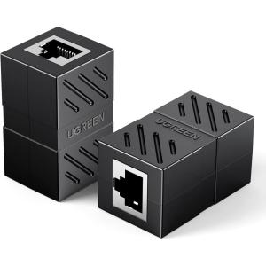 UGREEN RJ45 Coupler 2 Pack, Ethernet Extender 1000Mbps in Line Coupler Cat7 Cat6 Cat5e Cable Connector Ethernet Adapter Female to Female Black
