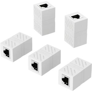 UGREEN RJ45 Coupler Ethernet Extender Connector 5 Pack Inline Coupler Cat7 Cat6 Cat5e Ethernet Cable Adapter Female to Female White(White)