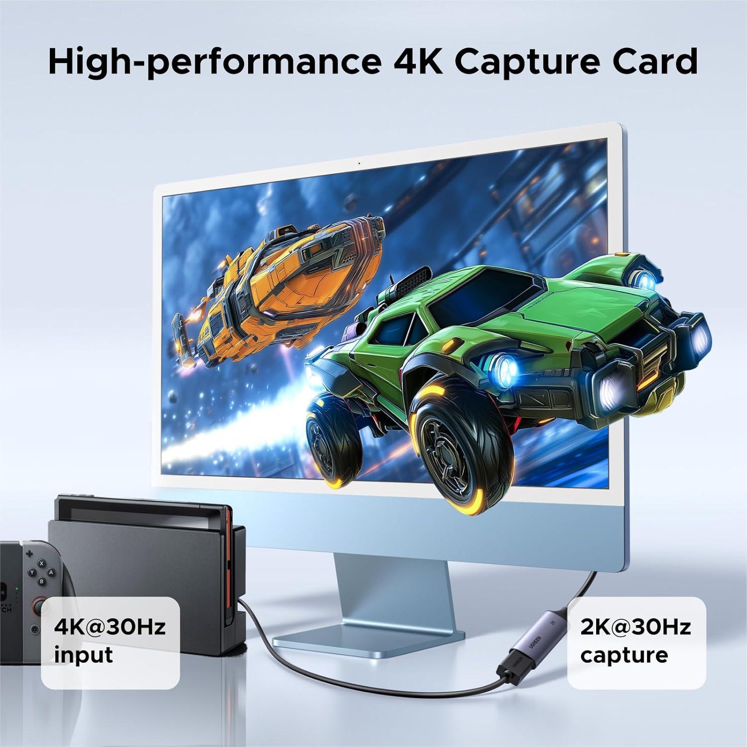 imageUGREEN 2K30Hz Video Capture Card 4K Input HDMI to USB 30 A and USB C Capture 1080P 60FPS with Low Latency Capture Card for Streaming Game Recording Compatible with Switch 2XboxPS4PS5PCCamera