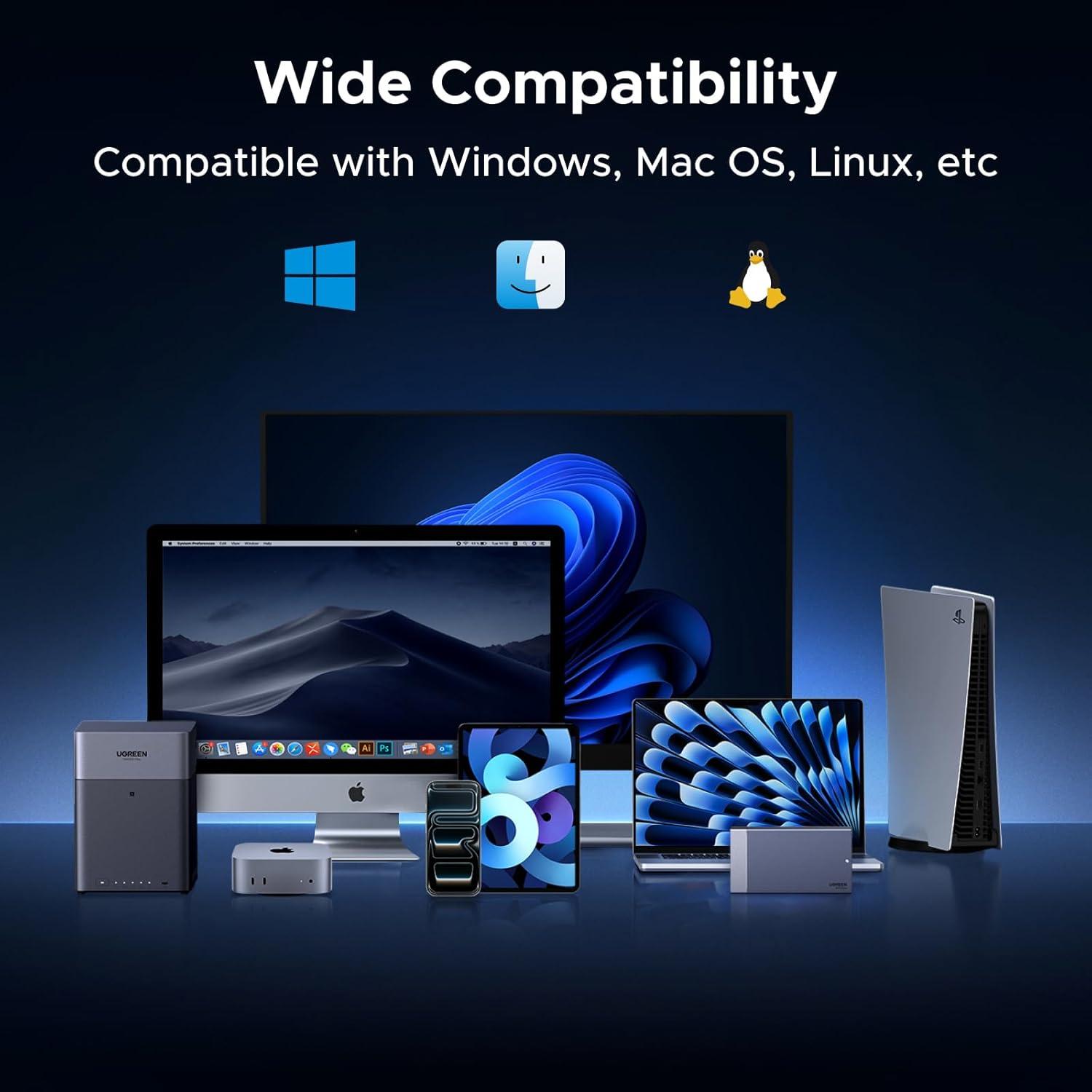 imageUGREEN 40Gbps DualBay M2 NVMe SSD Cloner with RAID ToolFree NVMe M2 SSD Enclosure with Cooling Fan for MacBook M4ProMax Mac mini Supports NVMe PCIe Size 2230224222602280 Up to 16TB2