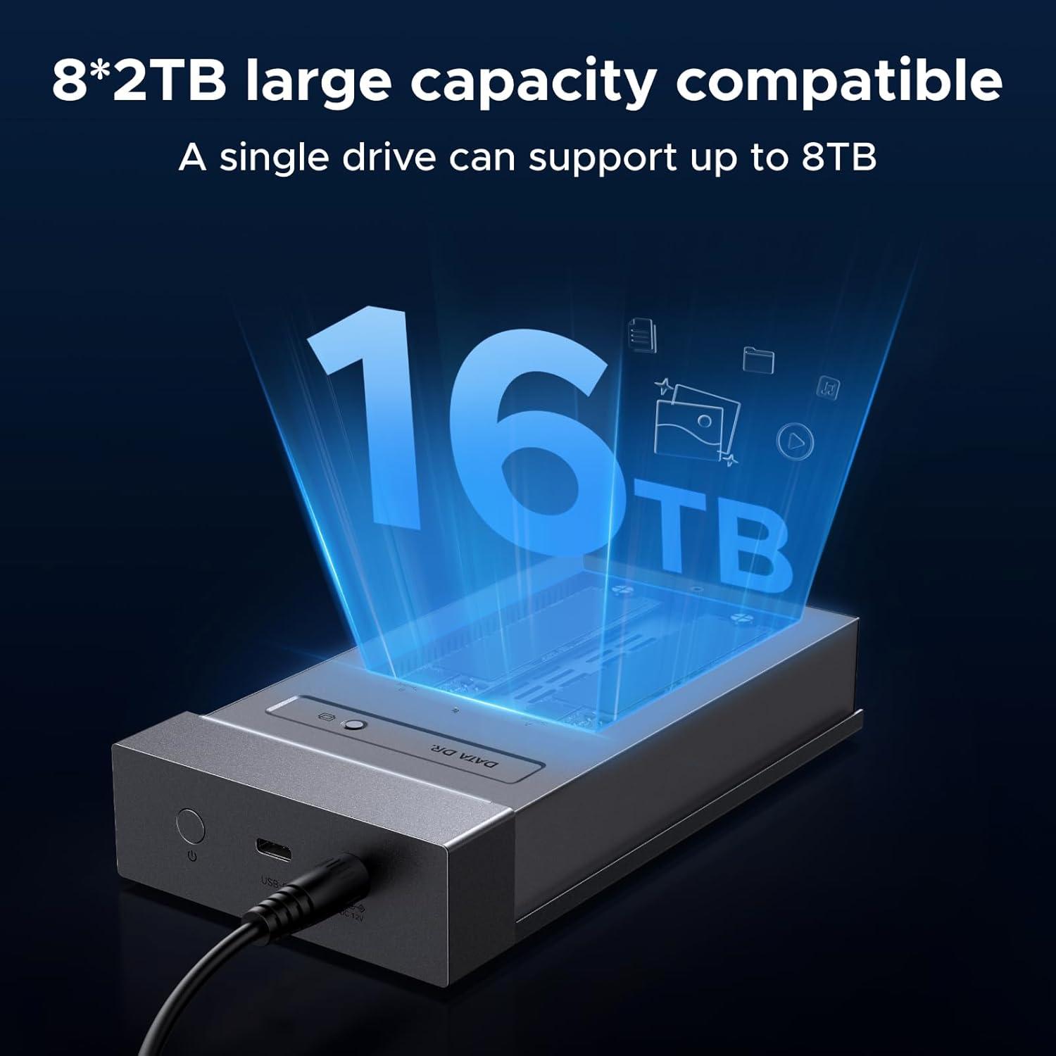 imageUGREEN 40Gbps DualBay M2 NVMe SSD Cloner with RAID ToolFree NVMe M2 SSD Enclosure with Cooling Fan for MacBook M4ProMax Mac mini Supports NVMe PCIe Size 2230224222602280 Up to 16TB2