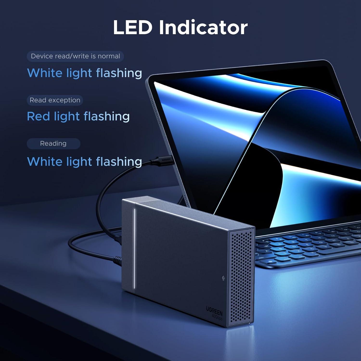 imageUGREEN 40Gbps DualBay M2 NVMe SSD Cloner with RAID ToolFree NVMe M2 SSD Enclosure with Cooling Fan for MacBook M4ProMax Mac mini Supports NVMe PCIe Size 2230224222602280 Up to 16TB2