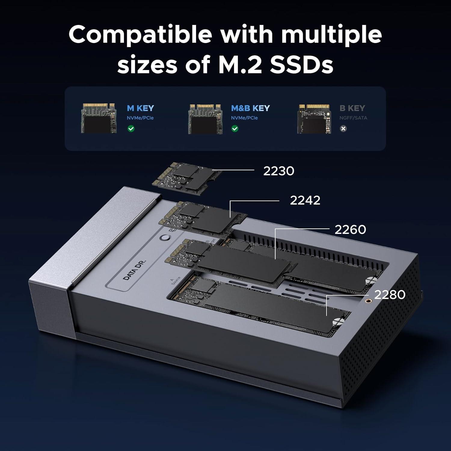 imageUGREEN 40Gbps DualBay M2 NVMe SSD Cloner with RAID ToolFree NVMe M2 SSD Enclosure with Cooling Fan for MacBook M4ProMax Mac mini Supports NVMe PCIe Size 2230224222602280 Up to 16TB2