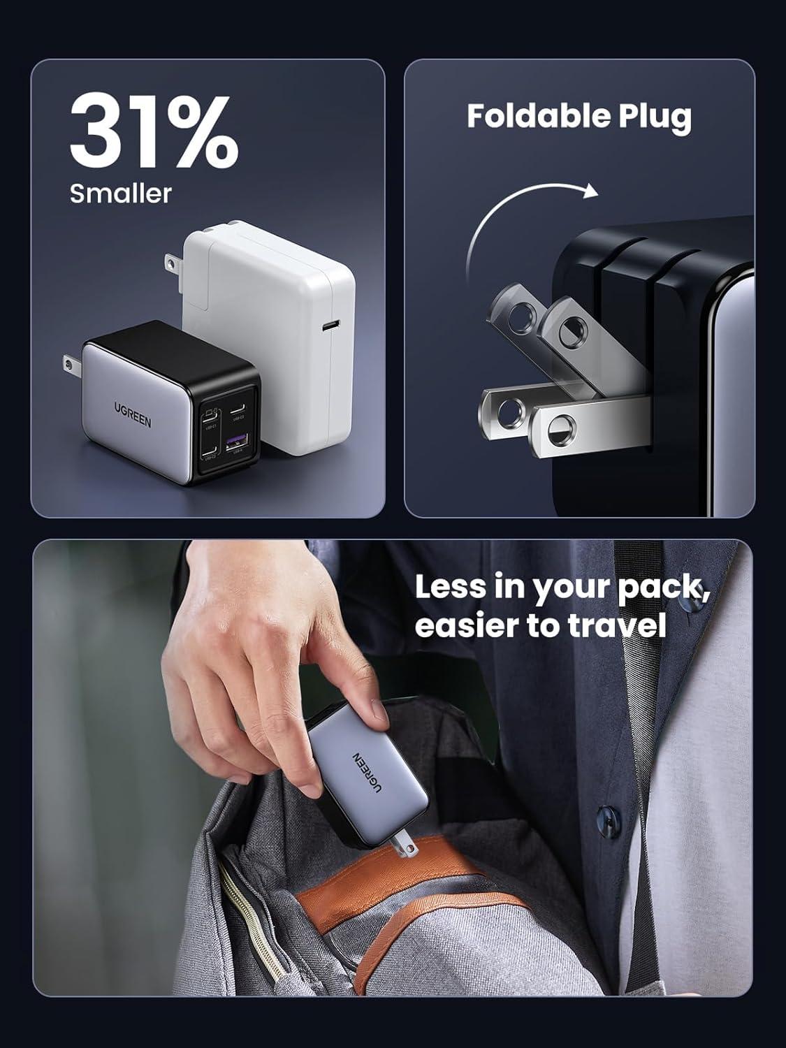 imageUGREEN 65W 4Port GaN USB C Wall Charger Bundle with 100W 66ft 2Pack USB C Cable Compatible with iPhone 1717 Pro17 Pro Max MacBook ProAir Galaxy S25S24 iPad ProAir Pixel 10