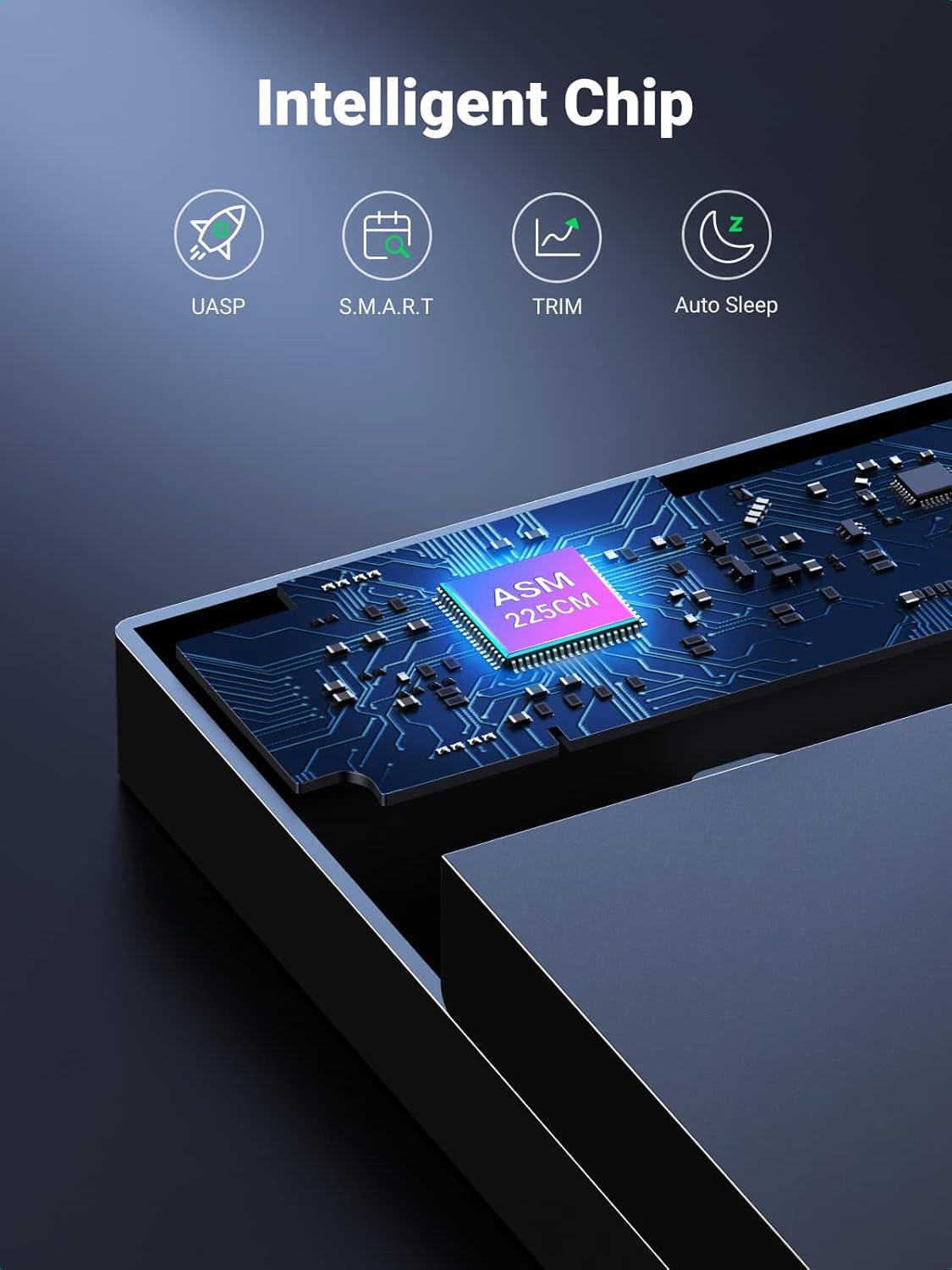 imageUGREEN External Hard Drive Enclosure for 35 25 Inch SATA SSD HDD USB 30 to SATA III Hard Drive Case with UASP 12V Power Adapter Compatible with WD Seagate Toshiba Samsung Hitachi PS5 Xbox