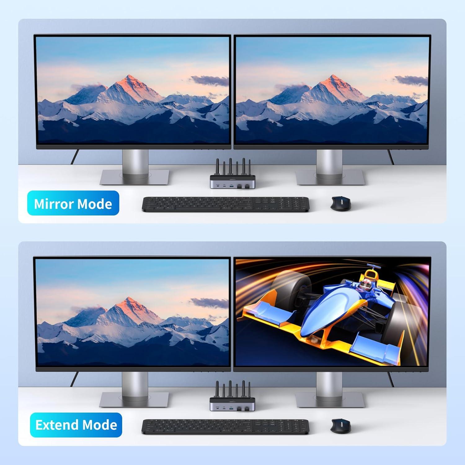 imageUGREEN HDMI KVM Switch 2 Monitors 2 Computers 4K60Hz with 4 USB 30 Ports for 2 Computers Sharing 2 Monitors Keyboard Mouse Printer with 4 HDMI Cables 2 USB Cables Power Adapter and Controller