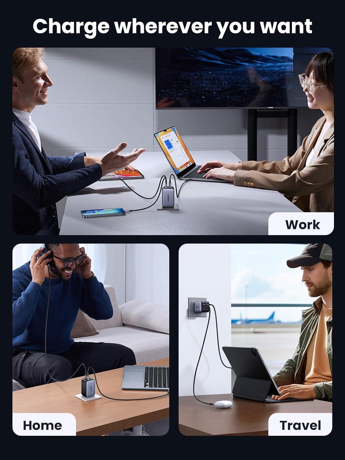 imageUGREEN MagFlow Qi2 25W 10000mAh Power Bank Bundle with Nexode 65W GaN USB C Wall Charge