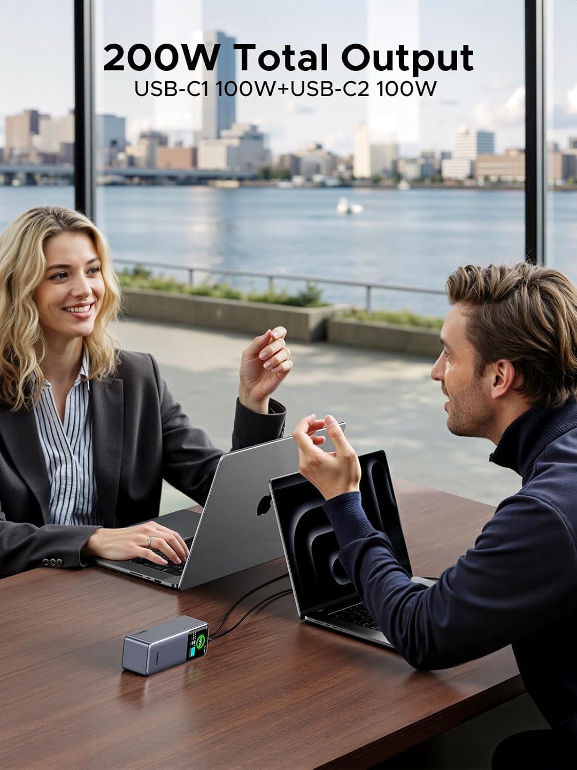 imageUGREEN Nexode Power Bank 25000mAh 200W Laptop Portable Charger PD 31 Fast Charging 90Wh 3Port Battery Pack with TFT Smart Display for MacBook ProAiripadiPhone 1716Samsung S24DellHP and More